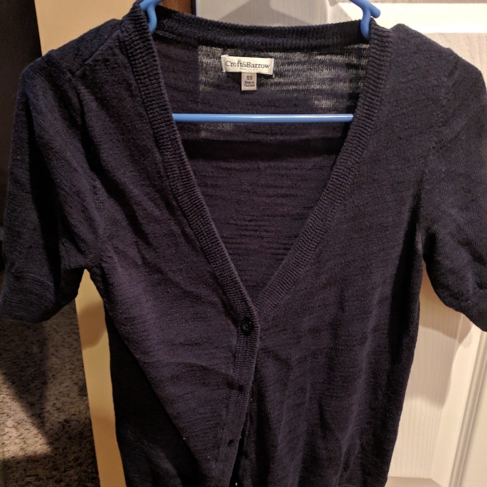 Navy quarter sleeve cardigan